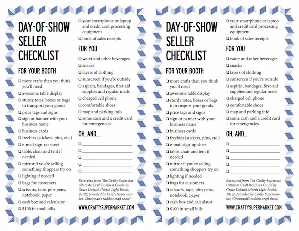 craft show seller checklist 